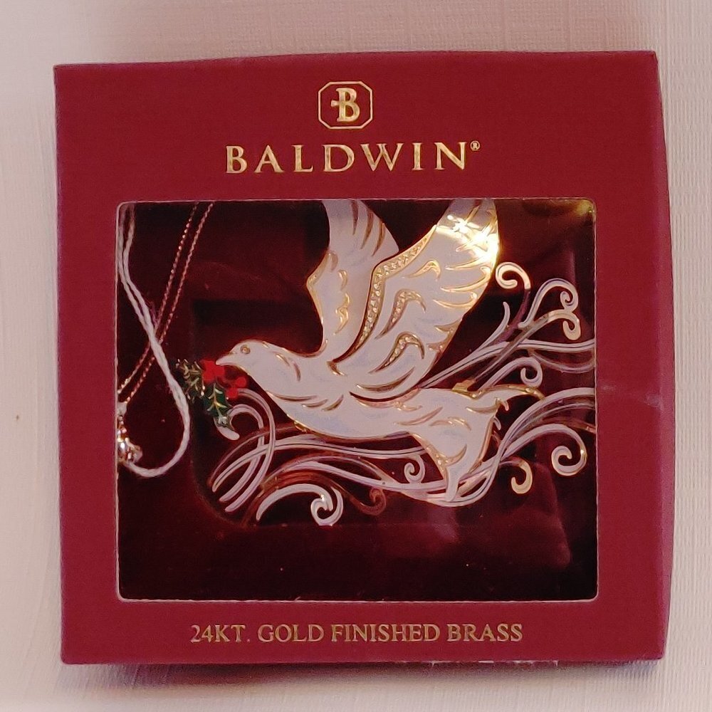 2007 Baldwin Dove Ornament 24kt. gold finished brass